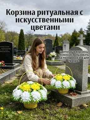 Эксклюзивный венок Хризантема 35 на 33 см для кладбища от Мастера Венков