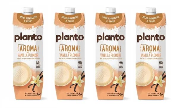 Напиток соевый со вкусом ванильного пломбира обогащенный кальцием, Planto Aroma, Россия, 1 л х 4шт