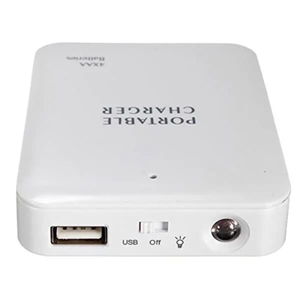 Портативное зарядное устройство USB Power Bank, внешняя упаковка, аварийный аккумулятор, 4 батарейки типа AA для 6+ смартфонов, планшетов, MP3-плееров и других устройств, белый