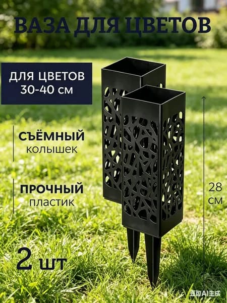 Вазы для кладбищ и могил, для искусственных и живых существ, с гвоздями, ритуалы, сады, зеленые и черные, 25 см, 2 шт