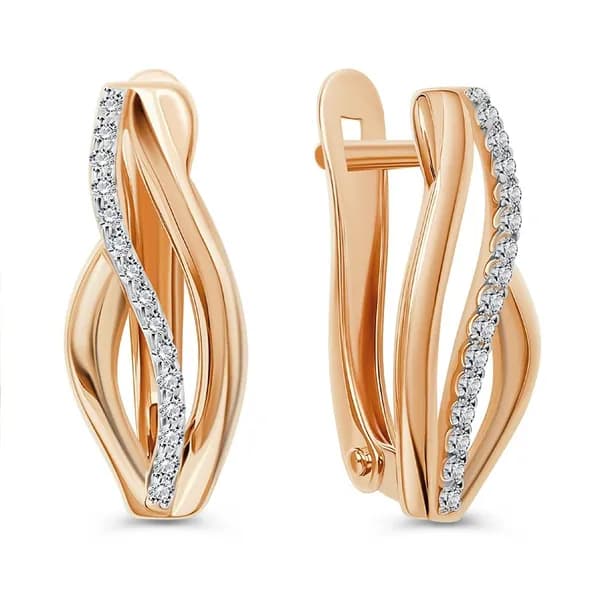 Серьги женские с бриллиантами из красного золота 585 пробы 585GOLD