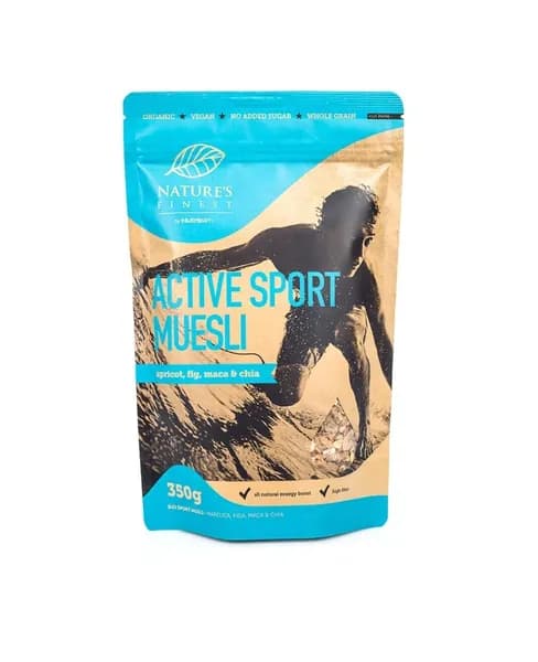 Мюсли Active Sport с абрикосом, инжиром, макой и семенами чиа, Nature's Finest, 350 г, Словения