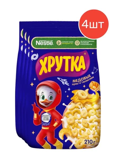 Готовый завтрак "Хрутка" медовый, обогащенный кальцием 210 г 4 шт