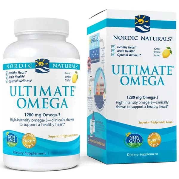 Nordic Naturals Omega-3, Lemon Flavor - 1280 mg Omega-3- 60 Soft Gels - Fish Oil - EPA & DHA - Immune Support, Brain & Heart Health, Optimal Wellness - Non-GMO - лимонный вкус - 1280 мг Омега-3 60 штук