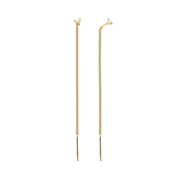 Серьги протяжки женские из красного золота 585 пробы, длинные 585GOLD