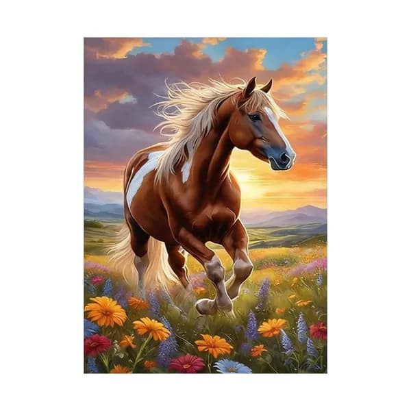 Алмазная мозаика холст на подрамнике 30x40 "Белая лошадь в воде" / алмазная вышивка