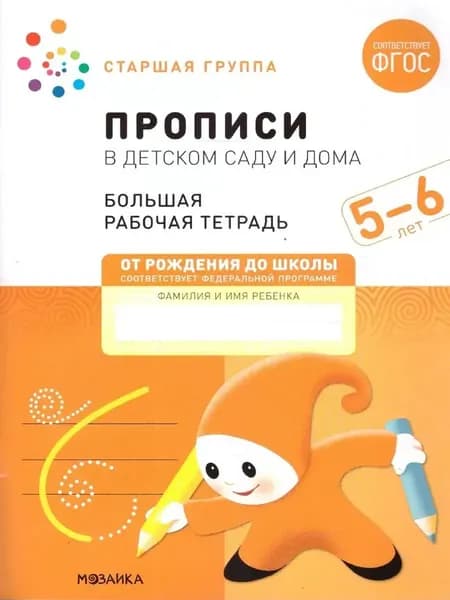 Прописи в детском саду и дома 5 6 лет Большой формат | Денисова Дарья