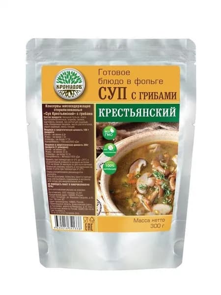 Готовое блюдо Суп Крестьянский с грибами 300 г. (Кронидов)