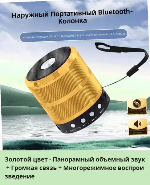 Портативная Bluetooth колонка с мощным басом, высокая громкость, поддержка карт памяти, модель WS-887