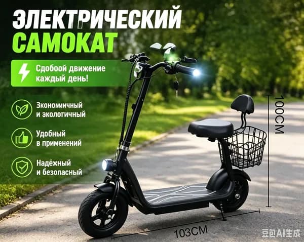 Электросамокат M-1034-1, черный