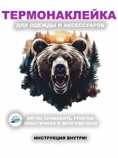 Термонаклейка на одежду Русский мишка, 15х15 см