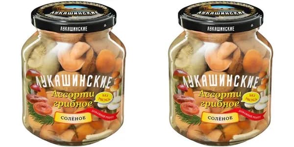 Лукашинские Грибные консервы Грибы Ассорти соленое, 340 г, 2 шт