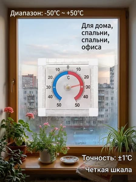 Термометр комнатный настенный , белый, -50 +50 , для дома