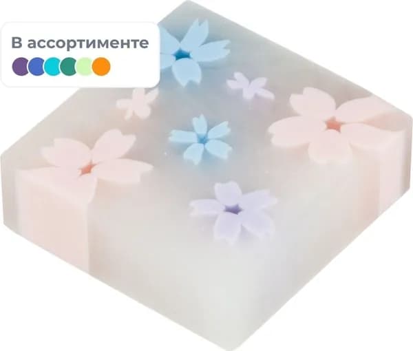 Ластик Deli Sakura ПВХ квадратный 35x35x11 мм