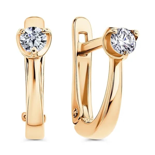 Серьги женские с фианитами из красного золота 375 пробы 585GOLD