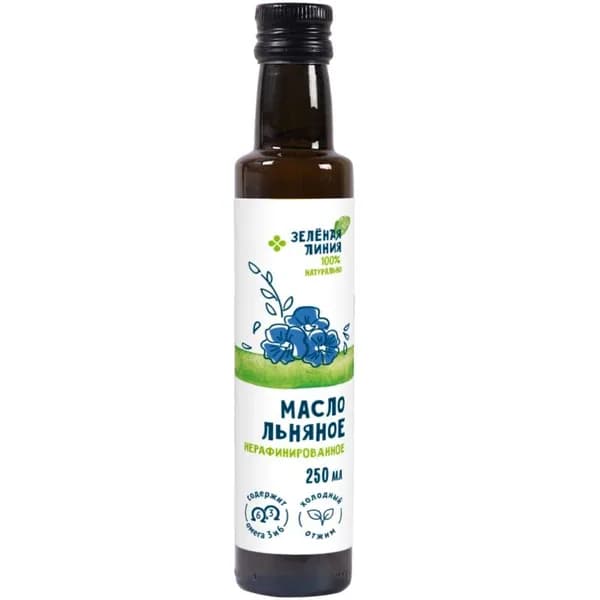 Масло льняное нерафинированное Зелёная Линия, 250мл