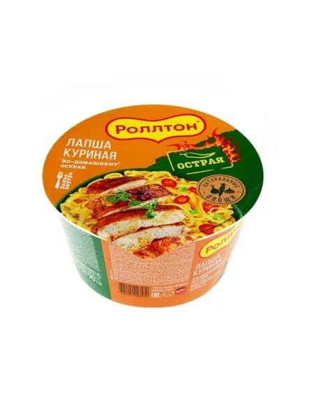 Лапша Роллтон Куриная Острая По-Домашнему, 90гр