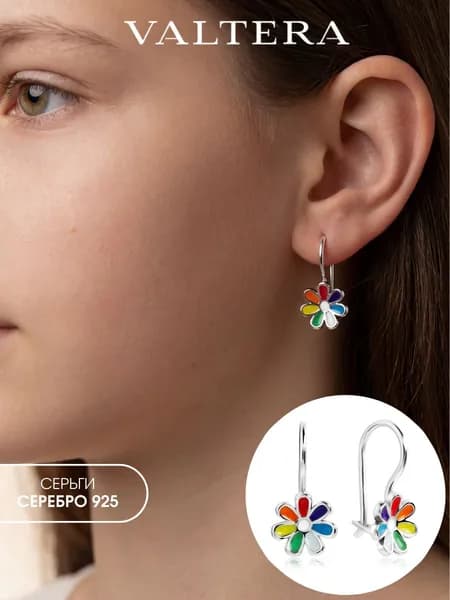 Серьги серебро 925 детские эмаль