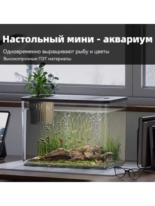 Аквариум настольный 12 л панорамный прозрачный бесшовный