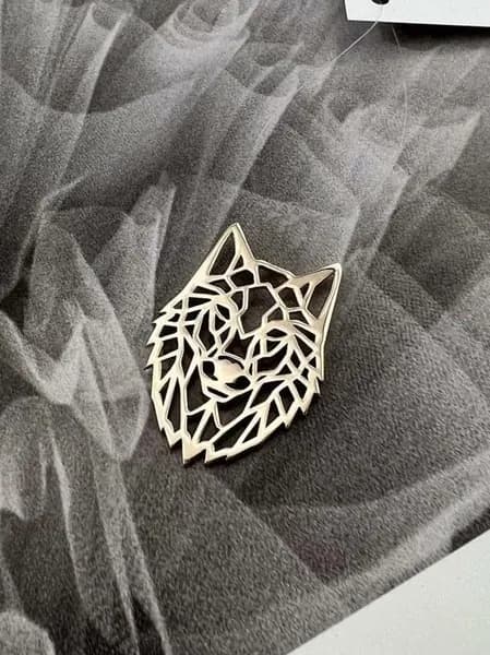 DIAMOND ANIMAL брошь значок с Волком, серебро 925 с позолотой