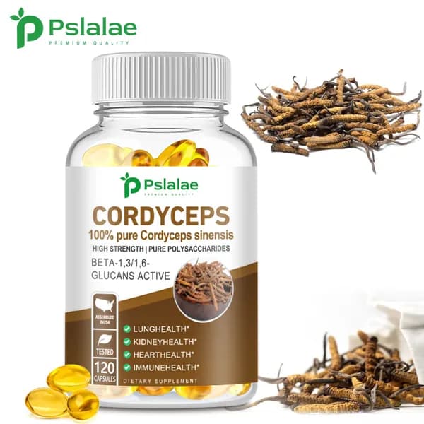 100% чистый экстракт Cordyceps sinensis, поддерживает здоровье легких и почек, 120 капсул, пищевая добавка.
