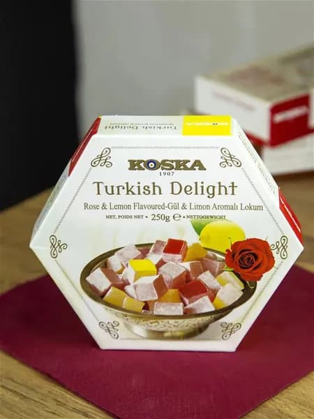 Рахат-лукум (турецкая сладость) со вкусом розы и лимона без ГМО Коска, 250 г