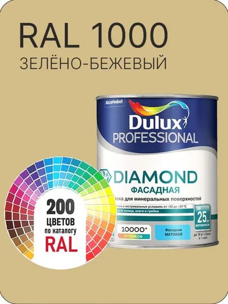 Краска для минеральных и деревянных фасадов Dulux Diamond цвет Ral 1000 0.8 л.