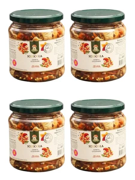 ЮНОНА Грибы Опята маринованные "Осенние" 460 г, 4 шт