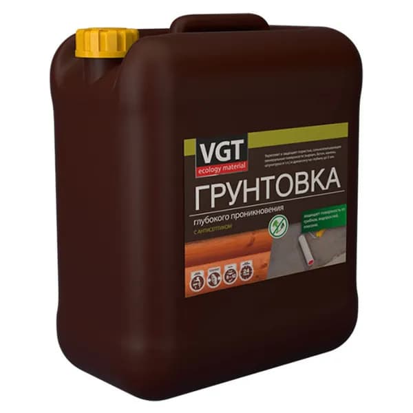 Грунтовка глубокого проникновения с антисептиком vgt вд-ак-0301, бесцветная, 1 кг акриловая водная пропитка для укрепления стен под краску, обои, шпаклёвку, плитку