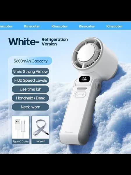 KINSCOTER Портативный вентилятор 3600 мАч Белый, White ICE