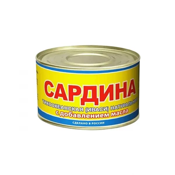 Южморрыбфлот Сардина натуральная, иваси, с добавлением масла, 250 г