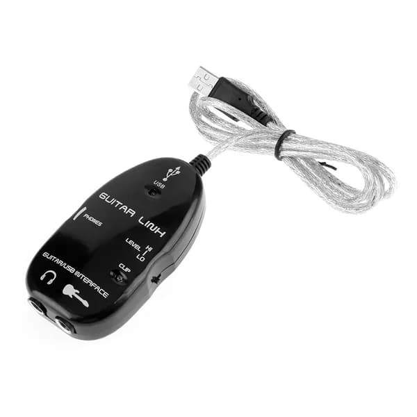 USB-аудиоинтерфейс для гитары, чёрный, 16 бит, 44,1/48 кГц