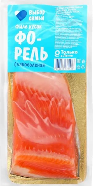 Форель слабосоленая ВЫБОР СЕМЬИ филе-кусок, 250г