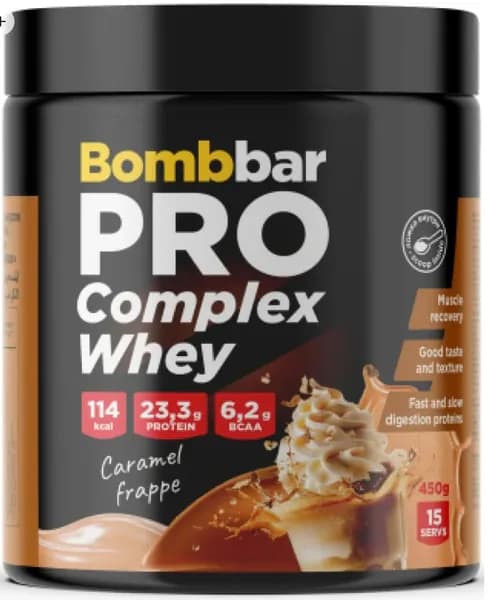 Протеин Bombbar Whey Protein Pro многокомпонентный, 450 г. вкус "Карамельный фраппе"
