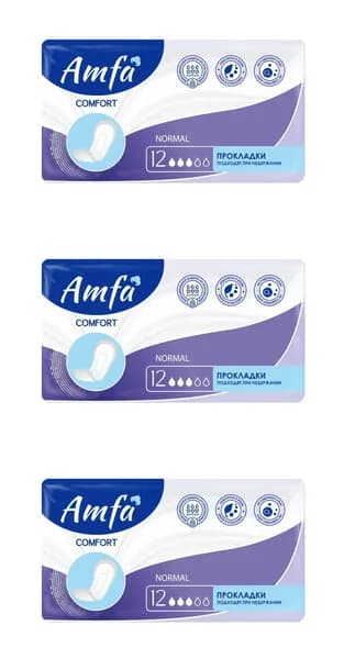 Amfa Прокладки урологические Normal Comfort, 12 штук, 3 упаковки/