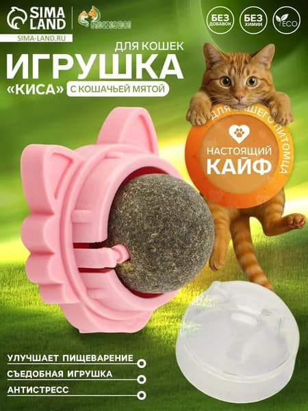 Игрушка для кошек из кошачьей мяты Киса , 4.5 6 6 см, на основании, цвет МИКС
