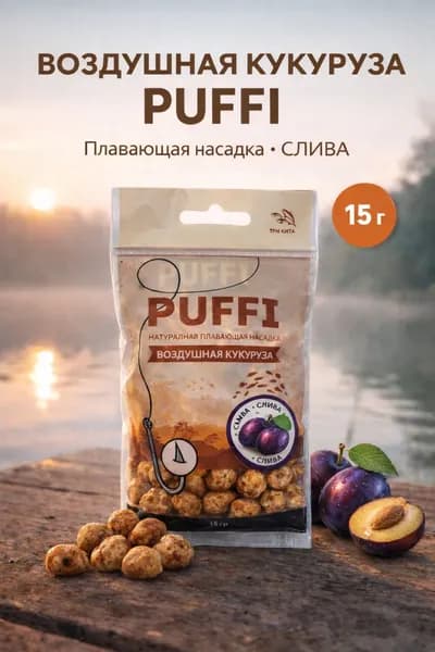 Воздушная кукуруза PUFFI (ПАФФИ), Слива, 15 г - плавающая насадка для рыбалки, для карпа и карася, донная ловля