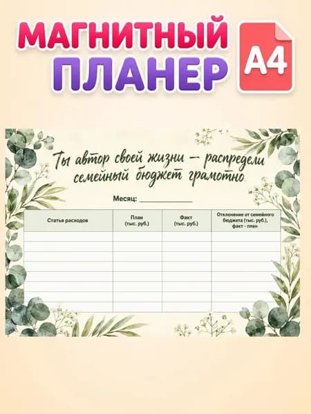 Планер магнитный на холодильник с маркером. Ты автор своей жизни. Формат А4