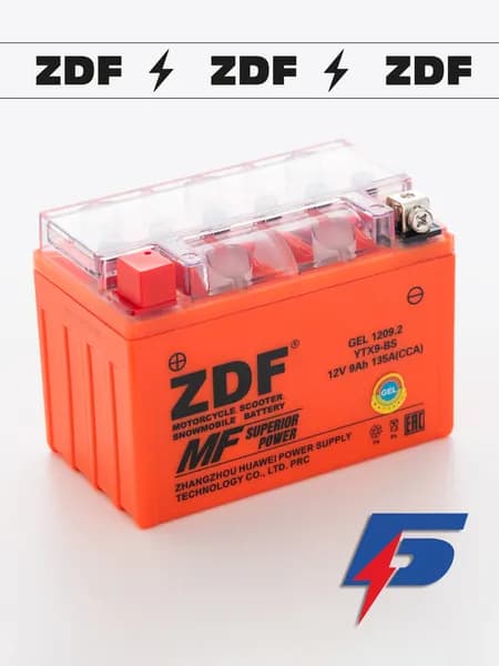АКБ ZDF Мото Аккумулятор 1209.2 YTX9-BS 12V 9Ah 12В 9Ач 135А GEL Гелевый прямая