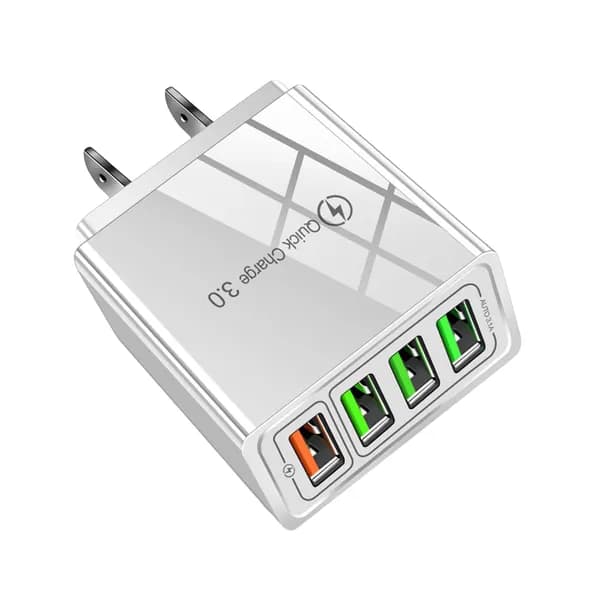 4-портовое USB-зарядное устройство QC 3.0 для смартфонов и планшетов, белый