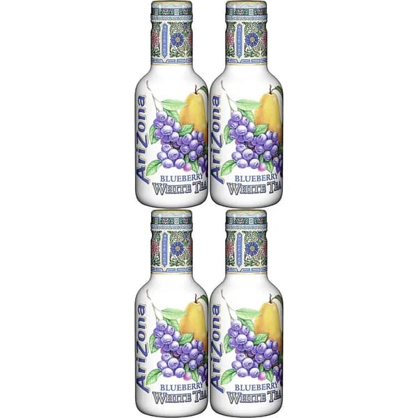 Холодный чай Arizona белый со вкусом черники 500 мл, набор: 4 штуки