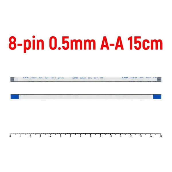 Шлейф FFC 8-pin Шаг 0.5mm Длина 15cm Прямой A-A AWM 20624 80C 60V VW-1