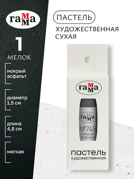 Пастель художественная, мокрый асфальт №745, мягкая, сухая, 1 штука