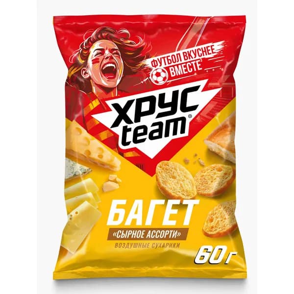 Сухарики Хрусteam Багет со вкусом сыра, 60 г