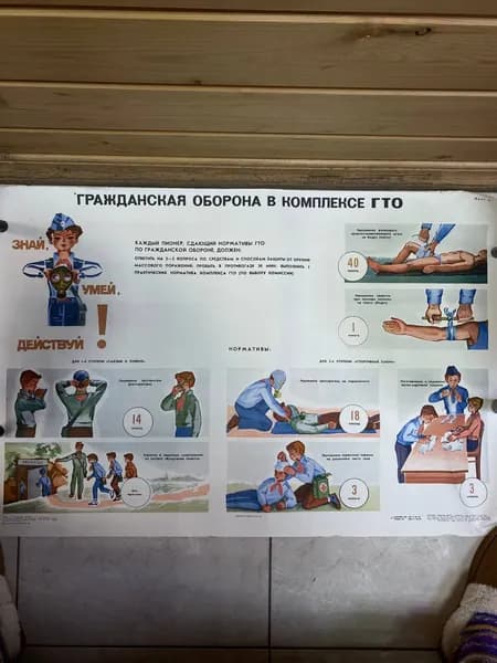 Плакат С.Н.Семенов "Гражданская оборона в комплексе ГТО" Досааф, 1985г