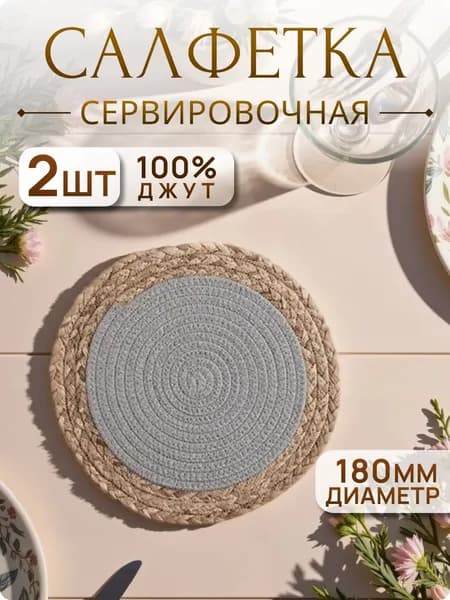 Салфетки на стол сервировочные / Плейсматы на стол многоразовые. Набор 2 шт. Размер 18 см.