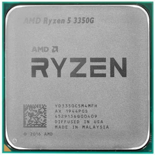 Процессор AMD Ryzen 5 3350G OEM (YD3350C5M4MFH) - AM4, 4 x 3,6 ГГц, L2 - 2 МБ, L3 - 4 МБ, 2хDDR4-2933 МГц, Radeon Vega 10, TDP 65 Вт