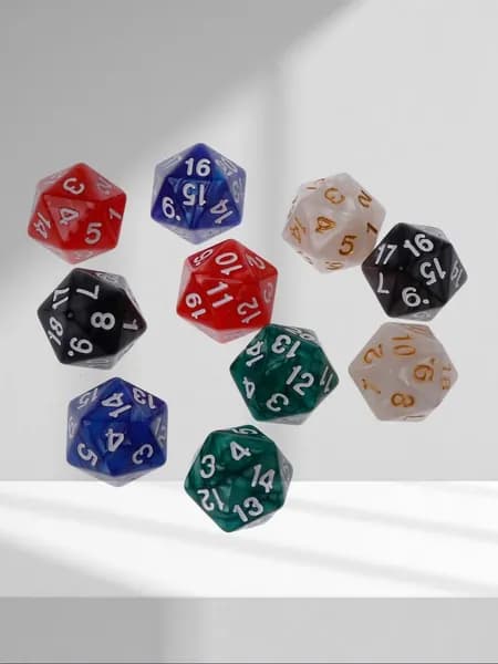 Набор из 10 шт., 20-гранные кубики D20 для настольных игр, красный