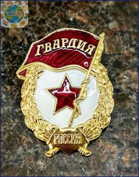 Скидка сегодня!Нагрудный знак Гвардия Россия латунь
