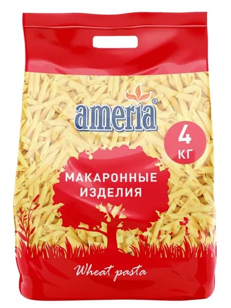 Макароны Ameria перья рифленые №23, 4 кг